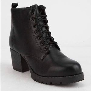 Soda Nevitt Heeled Combat Bootie